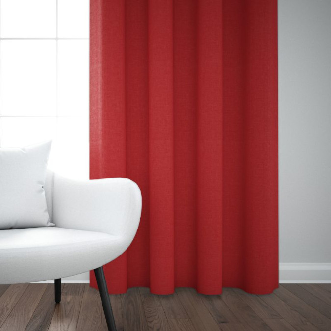 Rideau en lin rouge attache oeillet