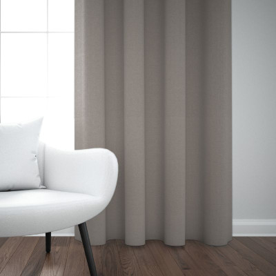 Rideau en lin gris beige à oeillet