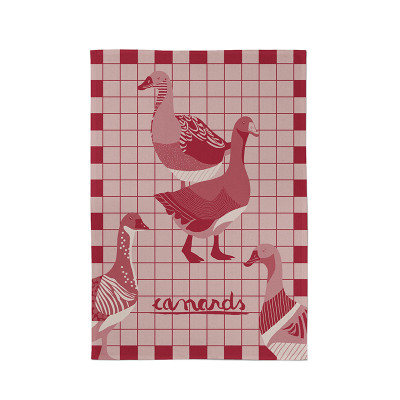 Torchon Kontatu Canard Rouge Cerise