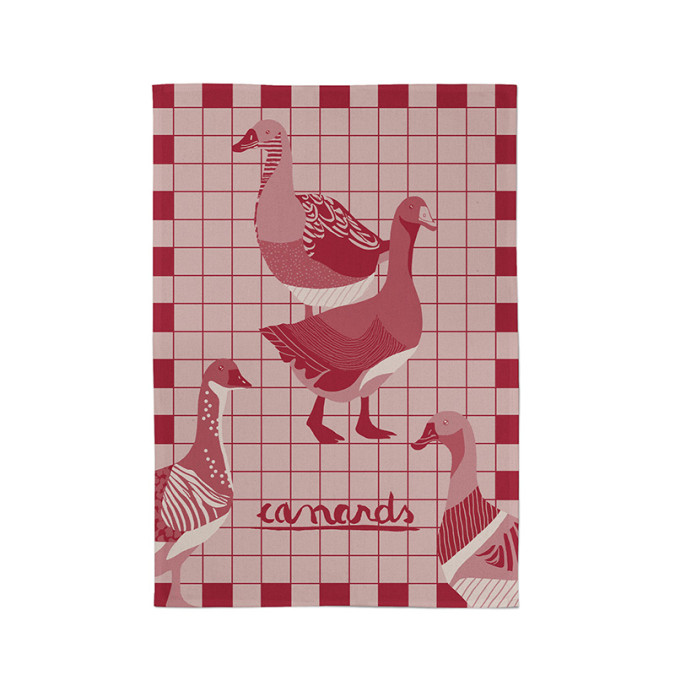 Torchon Kontatu Canard Rouge Cerise