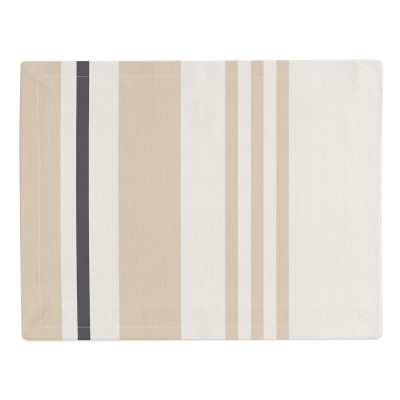 Mantel individual a rayas vascas beige, blanco y gris