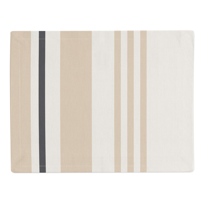Set de table à rayures basques beige blanc gris