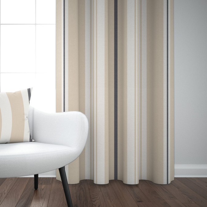 Beige Basque striped curtain, elegant living room decoration