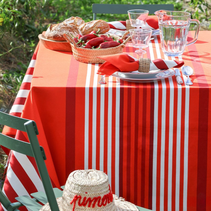 Nappe sur-mesure rouge et blanche 100% coton