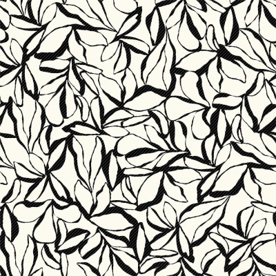 Tissu au mètre pour rideau sur-mesure à fleurs noir et blanc