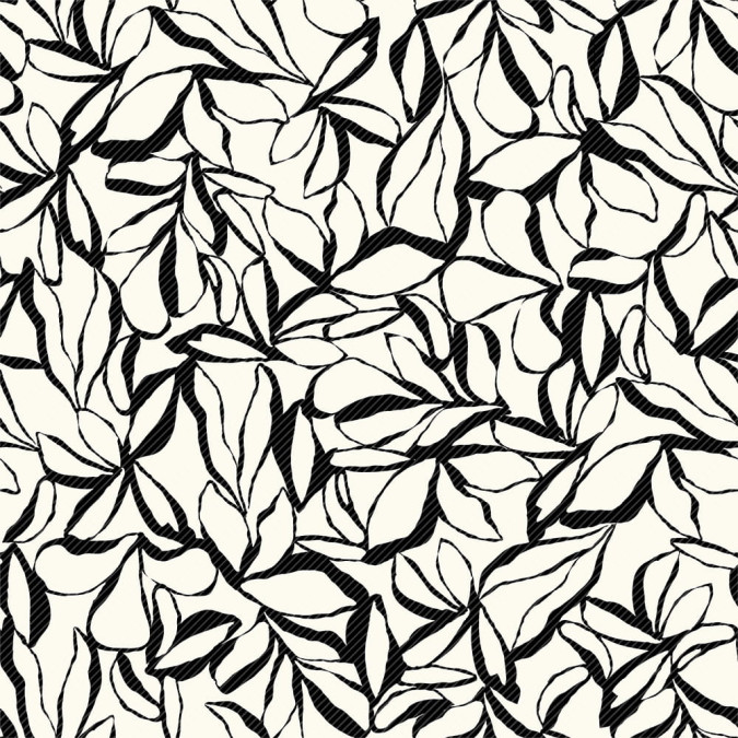 Tissu au mètre pour rideau sur-mesure à fleurs noir et blanc