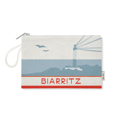 Bolso plano accesorio de playa azul y rojo Biarritz