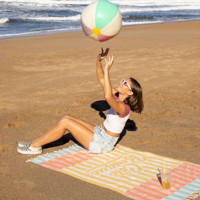 Fouta à rayures pastel Côte basque 100% coton