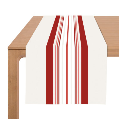 chemin de table à rayures basques rouge rose beige blanc