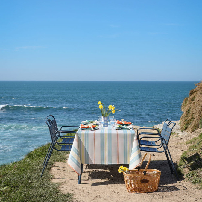 Basque cotton tablecloth in spring colours