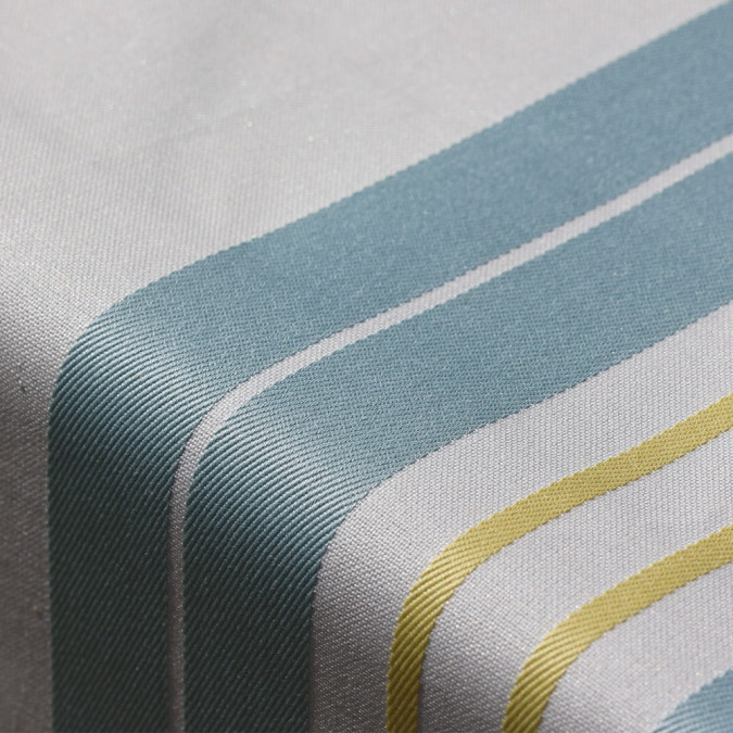 nappe rayée en tissu sergé et toile écru bleu orange jaune