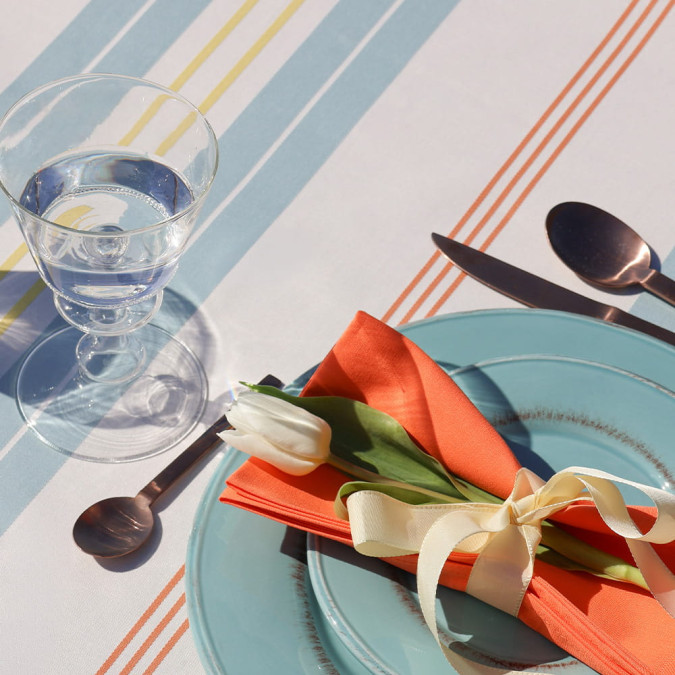 colourful basque tablecloth yellow blue orange for Spring