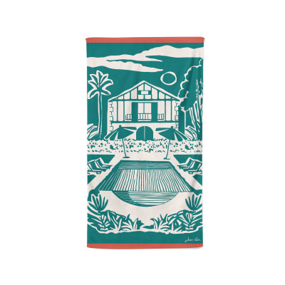 green and red 100% cotton velour and terry beach towel