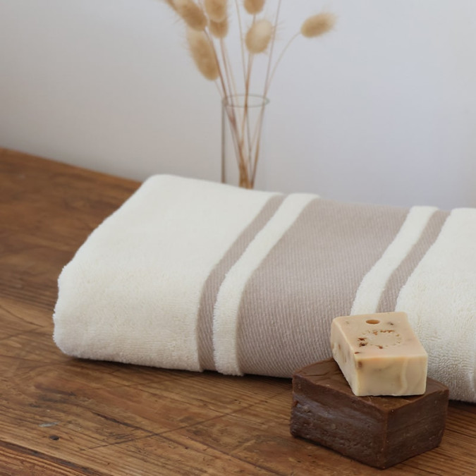 Drap De Douche Plaza Ecru/Lin - Maison Jean-Vier