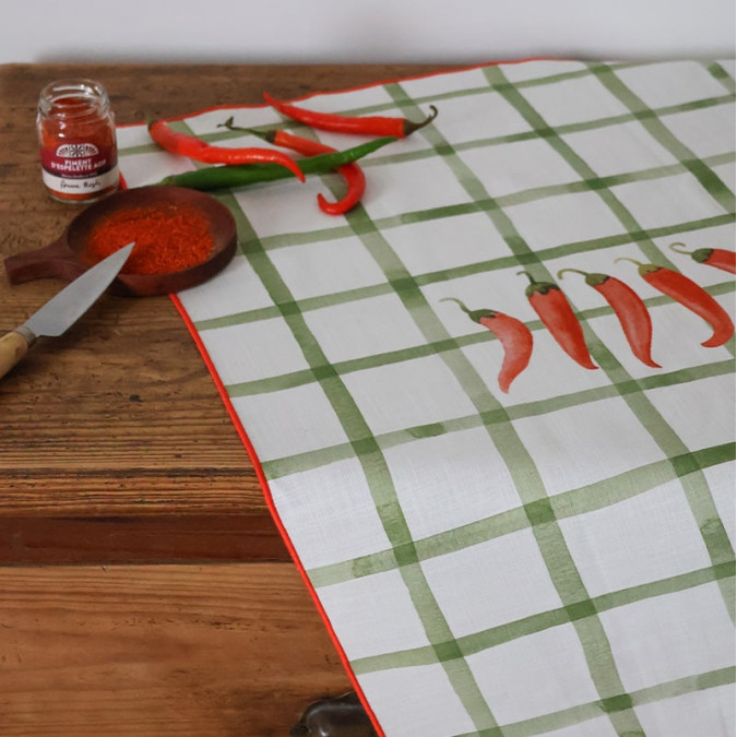 Torchon Haize Piments Vert - Maison Jean-Vier