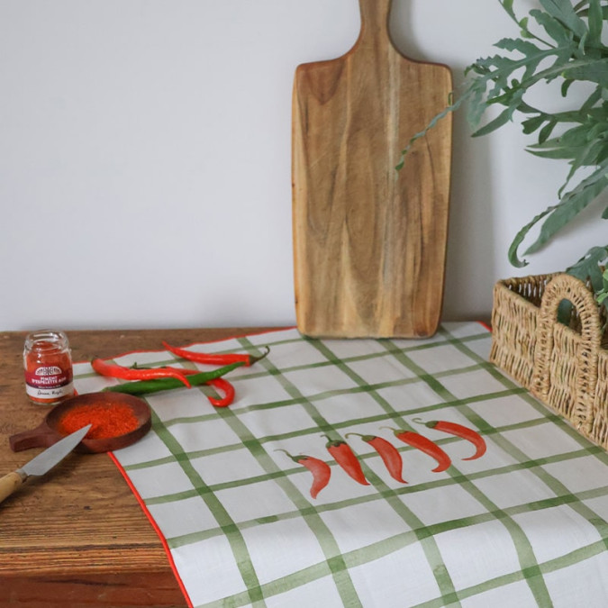 Torchon Haize Piments Vert - Maison Jean-Vier