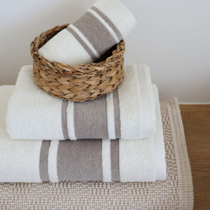 Toalla de baño Plaza Ecru/Lin - Maison Jean-Vier