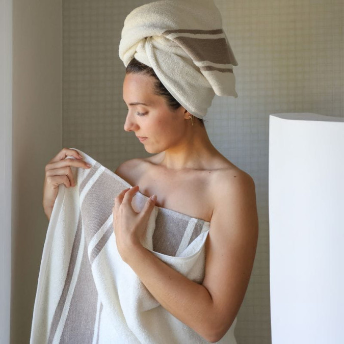 Toalla de baño Plaza Ecru/Lin