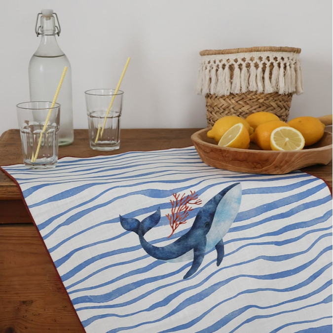 Tea towel Haize Baleine Bleu