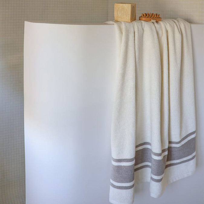 Drap De Douche Plaza Ecru/Lin - Maison Jean-Vier