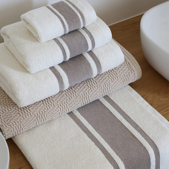 Serviette De Bain Plaza Ecru/Lin - Maison Jean-Vier