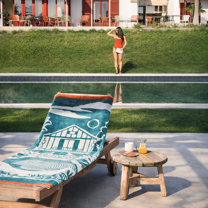 Drap De Plage Etxola Vert Pin - Maison Jean-Vier