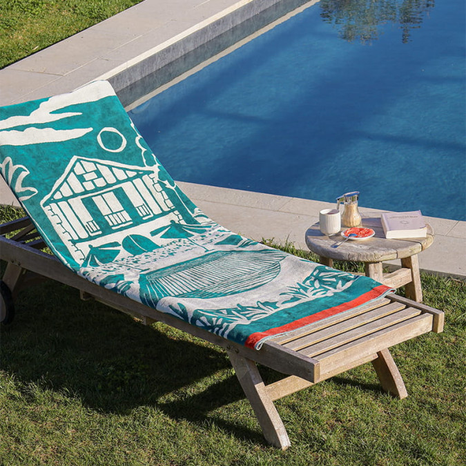 Drap De Plage Etxola Vert Pin - Maison Jean-Vier
