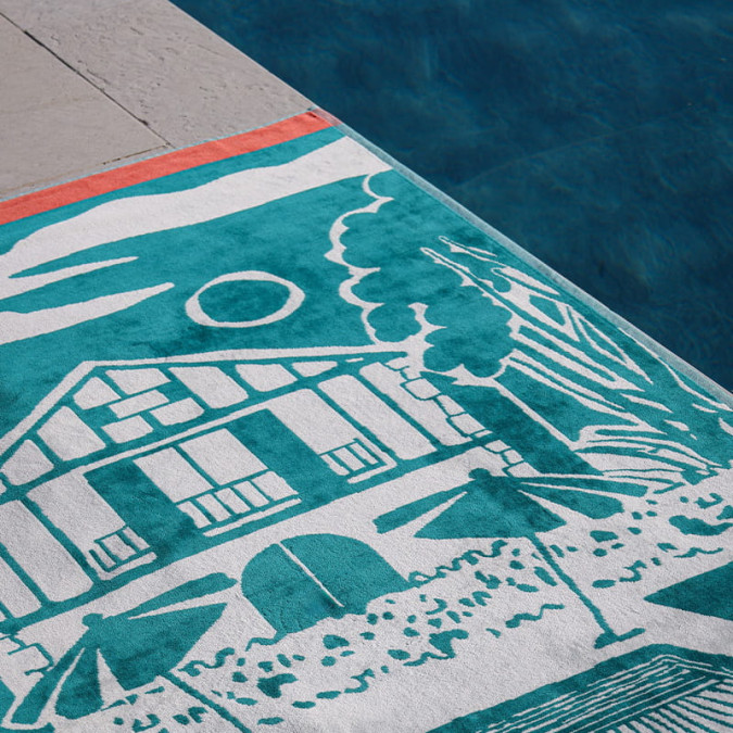 Drap De Plage Etxola Vert Pin - Maison Jean-Vier