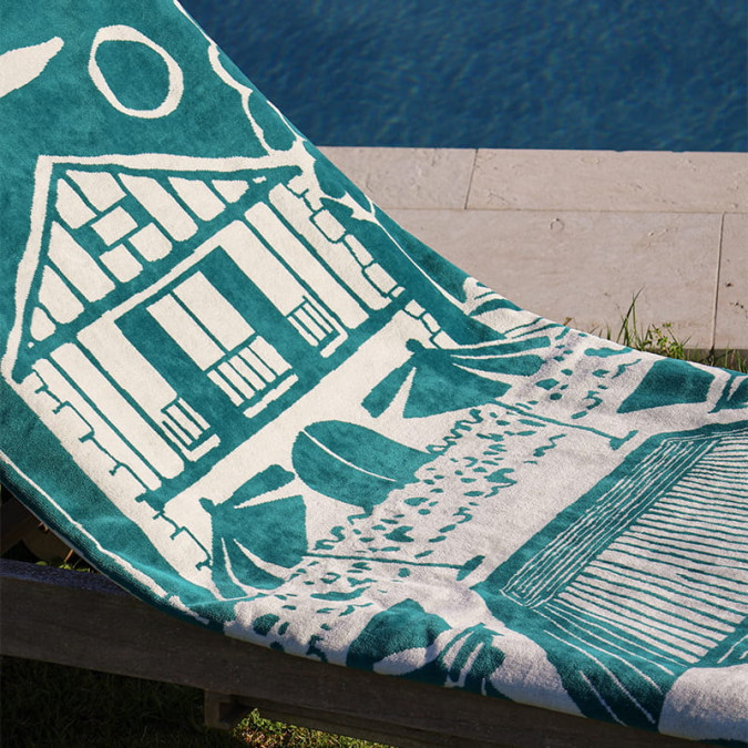 Drap De Plage Etxola Vert Pin - Maison Jean-Vier