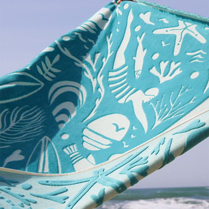 Drap De Plage Escale Turquoise - Maison Jean-Vier