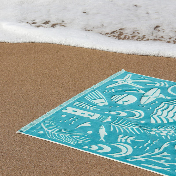 Drap De Plage Escale Turquoise - Maison Jean-Vier