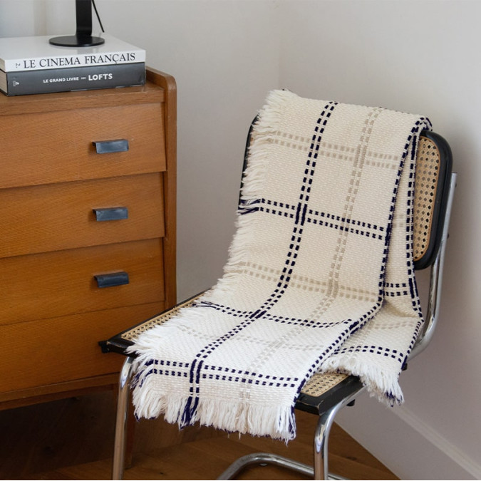 Plaid Alaia Marine - Maison Jean-Vier