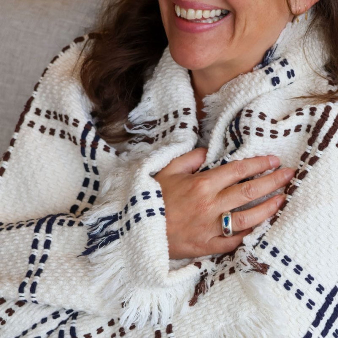 Plaid Alaia Marine - Maison Jean-Vier