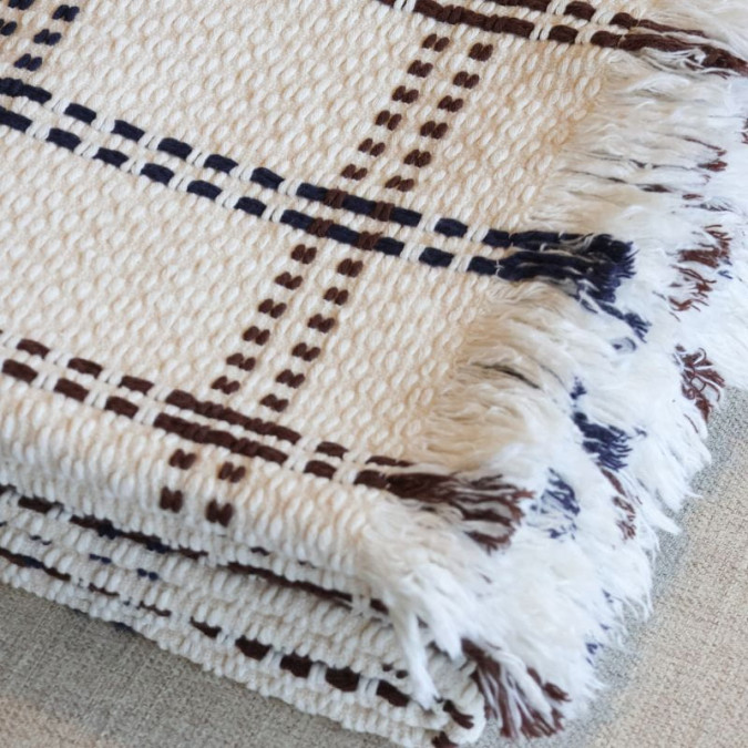 Plaid Alaia Marine - Maison Jean-Vier