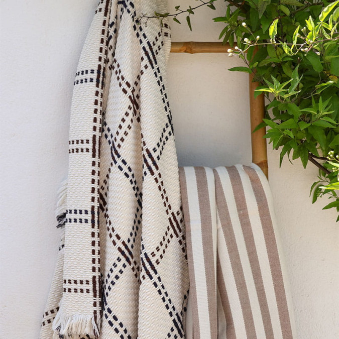 Plaid Alaia Marine - Maison Jean-Vier