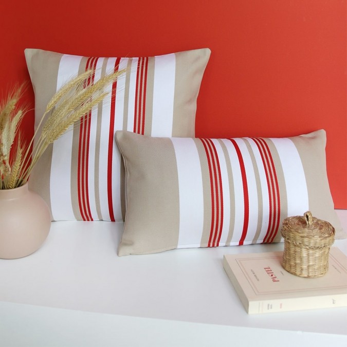 Housse de coussin Donibane beige et rouge