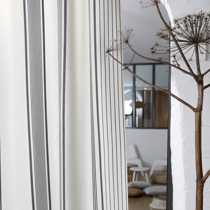 White and black cotton Berrain curtain