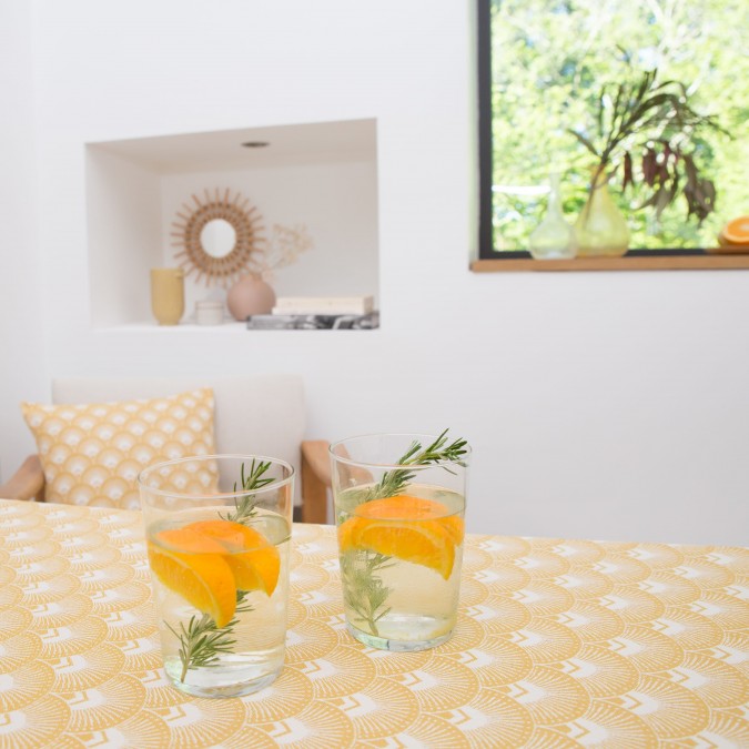 Nappe Bilbatu en tissage Jacquard couleur Mangue