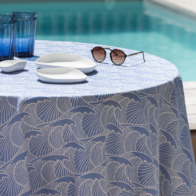 Tablecloth Bilbatu color ocean blue