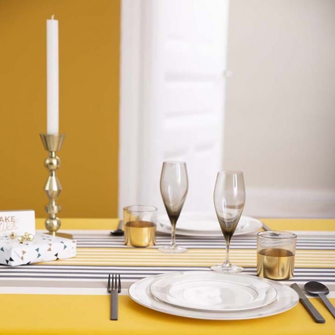 Tablecloth Ainhoa Gold coloured stripes