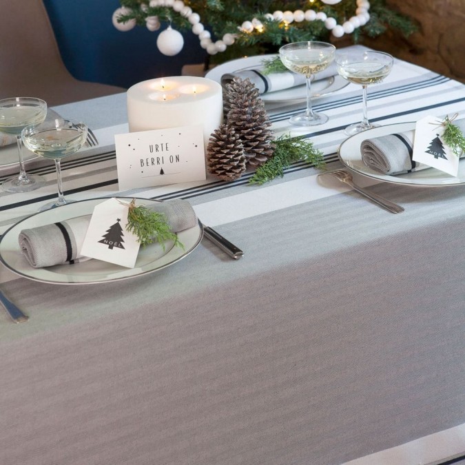 Nappe Donibane couleur grise et tissage chevrons