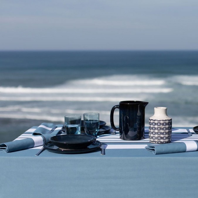 Tablecloth Donibane ocean 100% herringbone cotton