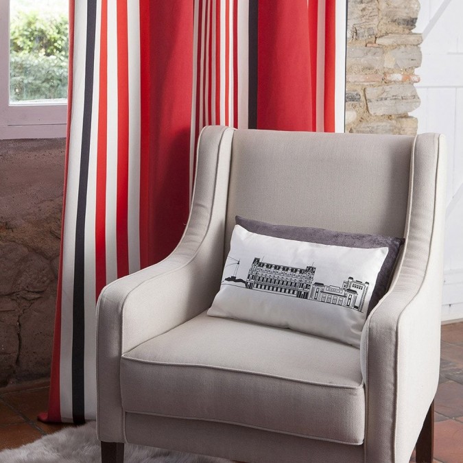 Curtain Ainhoa stripes red color