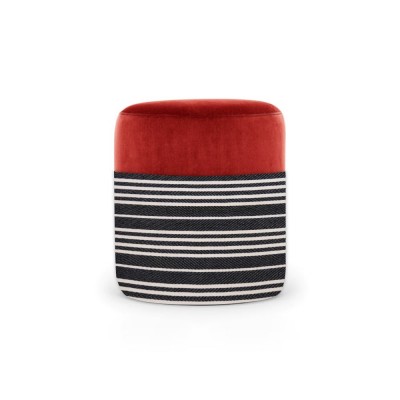 Pouf Gaua Bicolore Souraide Noir Mendi Rouge Piment