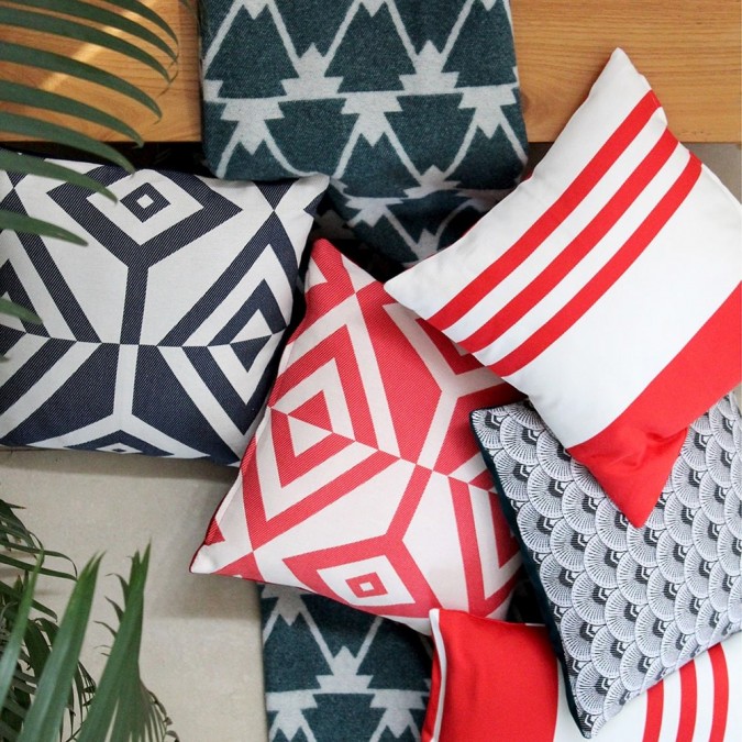 Housse de coussin Artez bleu et blanc