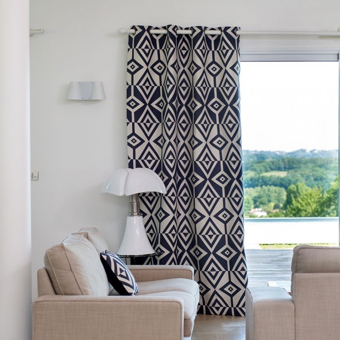 Rideau Artez en tissage Jacquard bleu