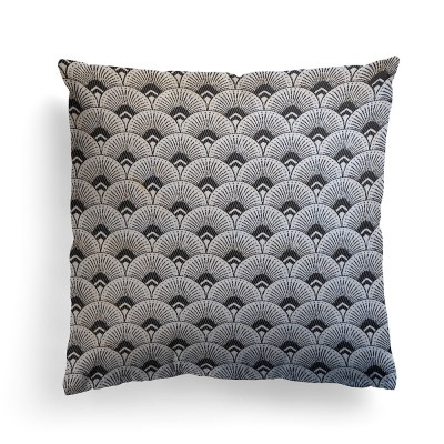 Housse de coussin bicolore Bilbatu Ramages noir Housse de coussin bicolore Bilbatu Ramages noir