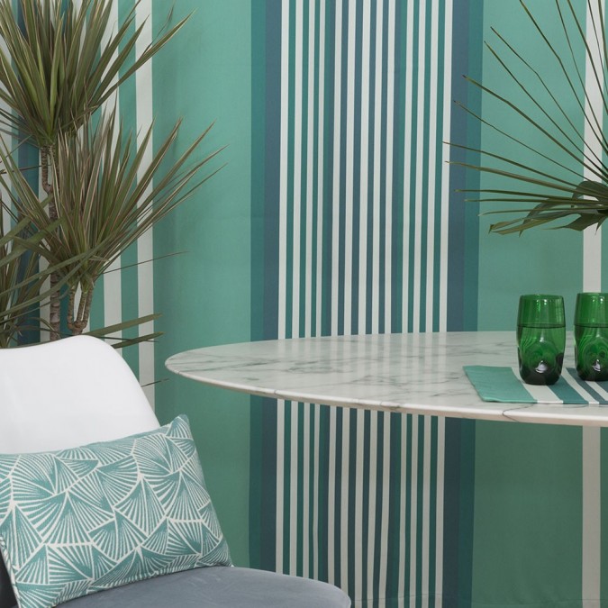 Rideau coton Ainhoa rayures celadon