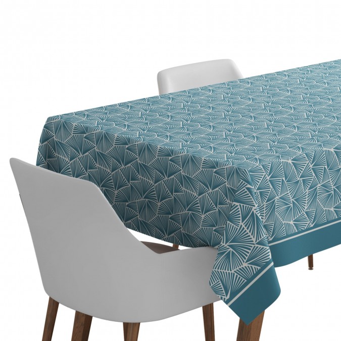 Nappe de table en coton Bilbatu palma petrole