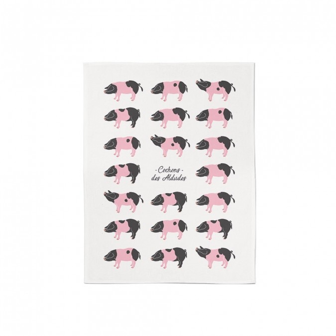 Essuie-mains Koadro Aldudes de couleur rose